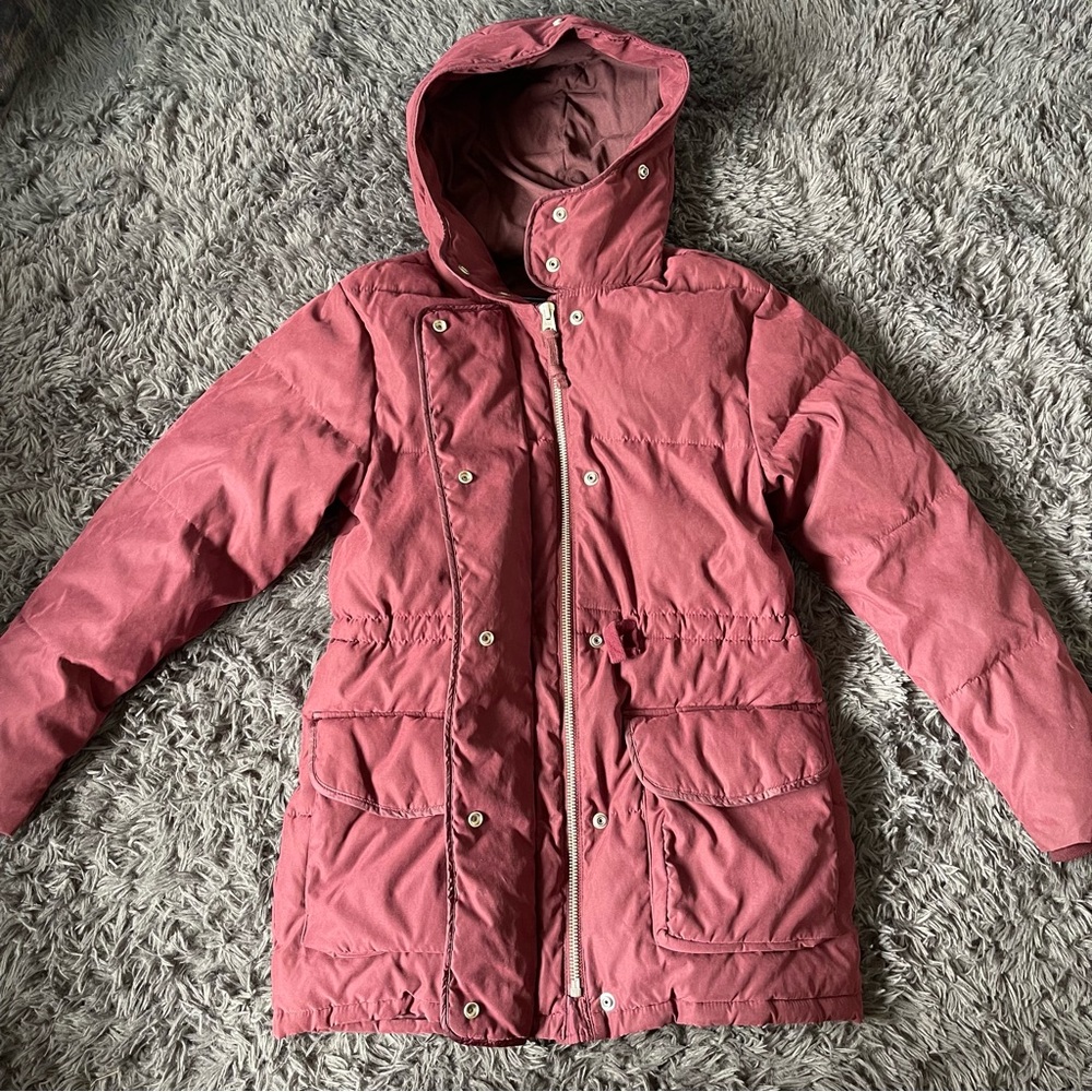 Abercrombie & Fitch Burgundy Puffer Coat with Hood